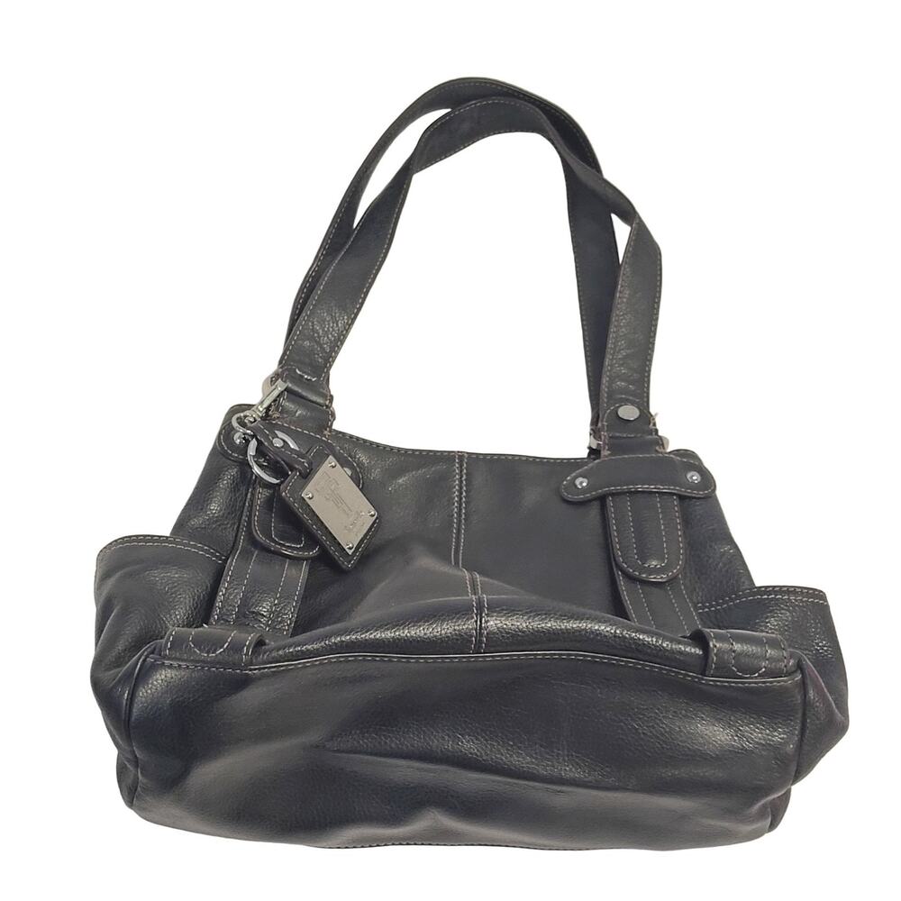 Tignanello Shoulder Bag Black/Dark Brown Leather Medium